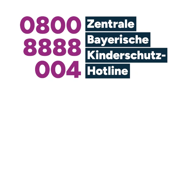 Grafik mit der Telefonnummer 0800 8888 004 und dem Text „Zentrale Bayerische Kinderschutz-Hotline“ auf hellem Hintergrund.